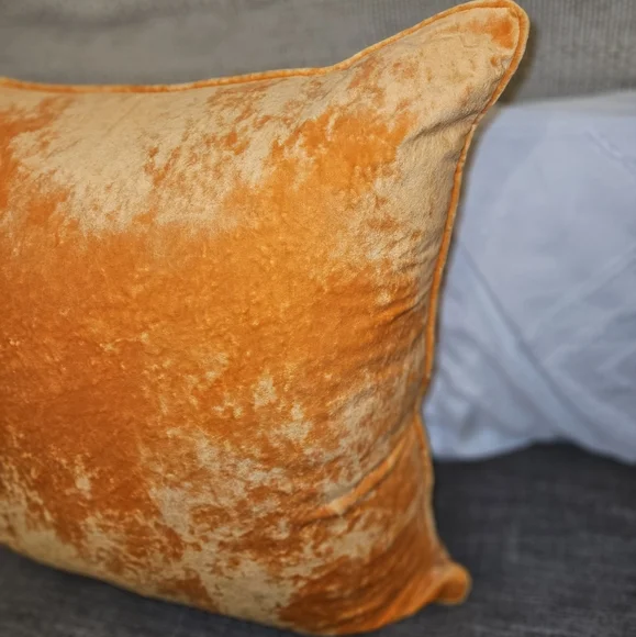 ONE - NWT Luxury Velvet Orange Oversized Throw Accent Pillow 24"x24"